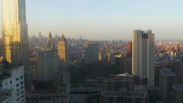 sunset new york manhattan roof top traffic street panorama 4k usa
