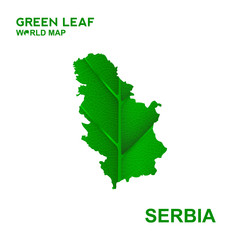 Map Of Serbia,Nature green leaf, vector illustration