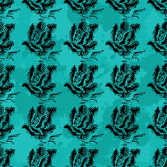 black rose in a gentle background of beautiful seamless pattern