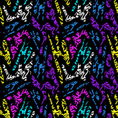 Obraz premium colored seamless pattern on black background graffiti