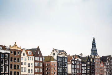 Fototapeta na wymiar street view of Traditional old buildings in Amsterdam, the Nethe