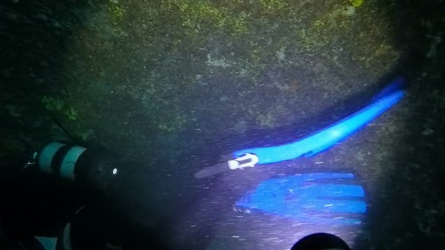 Scuba Diver Exploring an Underwater Cave