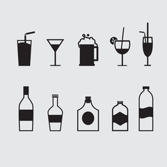 Black and white color of drink set
