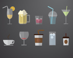 Drink set in flat design style