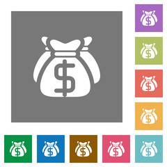 Dollar bags square flat icons
