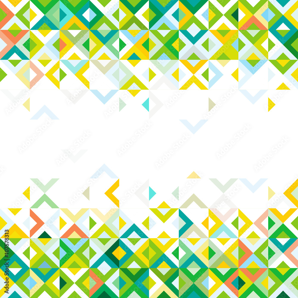 Wall mural abstract strip of colorful mosaic mix geometric pattern design on below and top part and space for t
