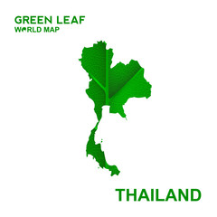 Map Of Thailand,Nature green leaf, vector illustration