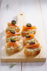 Smoked salmon canapés.