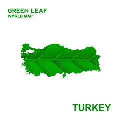 Map Of Turkey,Nature green leaf, vector illustration