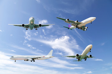 airplane isolated on sky background.