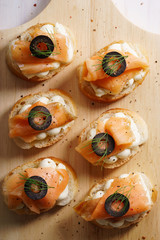 Smoked salmon canapés.