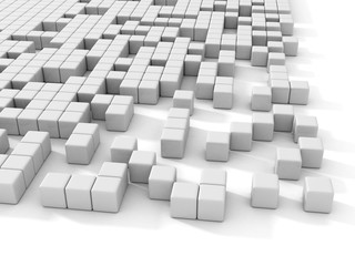 White cubes abstract 3d background