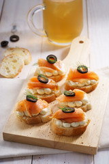 Smoked salmon canapés.