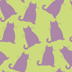 Fototapeta na wymiar Smiling cats cartoon seamless vector pattern