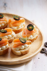 Smoked salmon canapés.