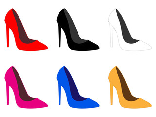 Set of High Heels Shoes in Different Colours