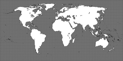 Fototapeta na wymiar World Map Dotted Black 2 Medium Dots
