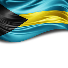 Bahamas flag of silk with copyspace for your text or images and White background