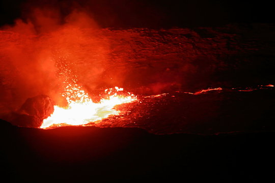 Burning lava lake in the Erta Ale volcano-Danakil-Ethiopia. 0212