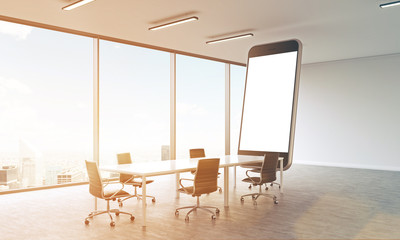 Sunlit room with smartphone