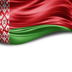  Belarus flag of silk with copyspace for your text or images and White background