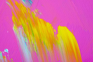 Hintergrund in Pink und Gelb auf Leinwand, Gouache-Farbe 