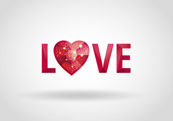 Love red heart glitter ruby