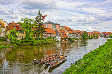 Fototapeta na wymiar Panoramic view of Little Venice in Bamberg in Germany