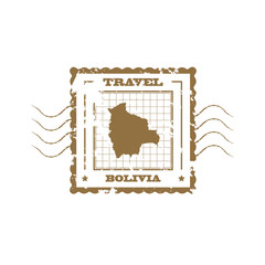 Rubber Stamp with Map of Bolivia,vector illustration