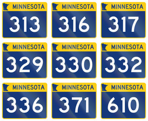 Fototapeta premium Collection of Minnesota Route shields used in the United States