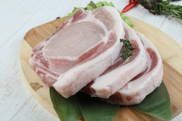 Raw pork t-bone steak