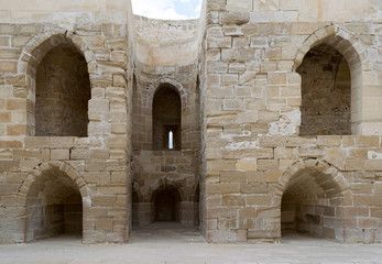 Ruins of old wall with arched cavities at the citadel of Alexandria, Egypt