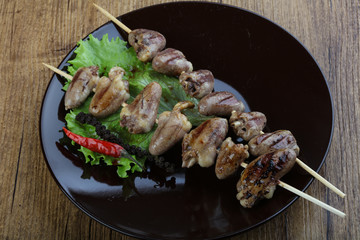 Chicken hearts skewer