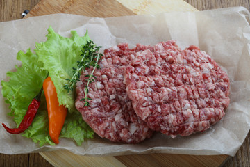 Raw burger cutlet