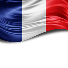 France flag of silk with copyspace for your text or images and White background