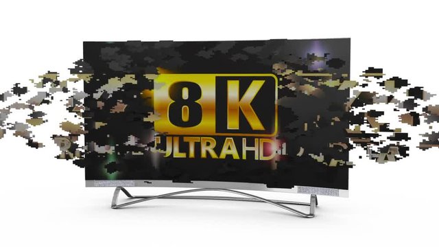 Modern 8k TV on a white background, 3d render.