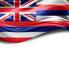  Hawaii flag of silk with copyspace for your text or images and White background