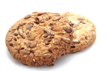 Chocolate chip cookie on white