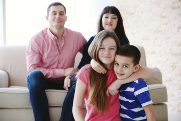 Family portrait indoors