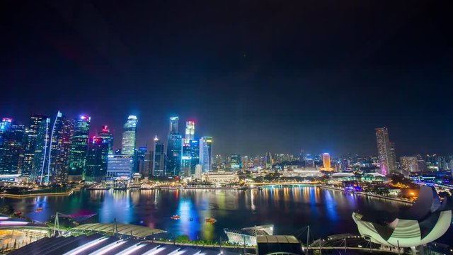 night marina bay sands hotel downtown panorama 4k time lapse singapore
