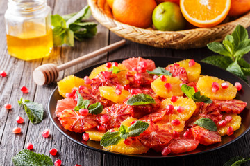 Homemade Citrus Salad with Grapefruit and Oranges.