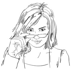 Vector drawing of sexy business woman with stylish haircut 