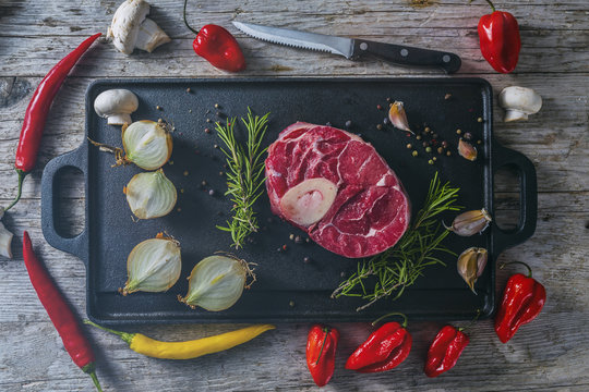 Beef, raw rib-eye steak