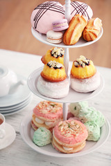 Cake stand with different sweets