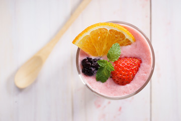 fresh strawberry smoothie.
