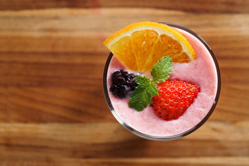 fresh strawberry smoothie.