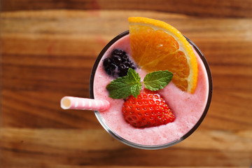fresh strawberry smoothie.