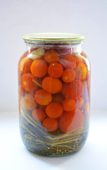 pickled tomatoes in jar