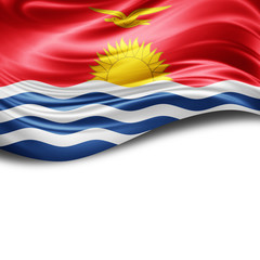  Kiribati flag of silk with copyspace for your text or images and White background