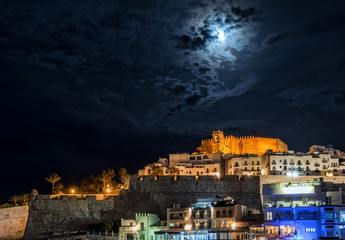 Peniscola castle at night. Spain